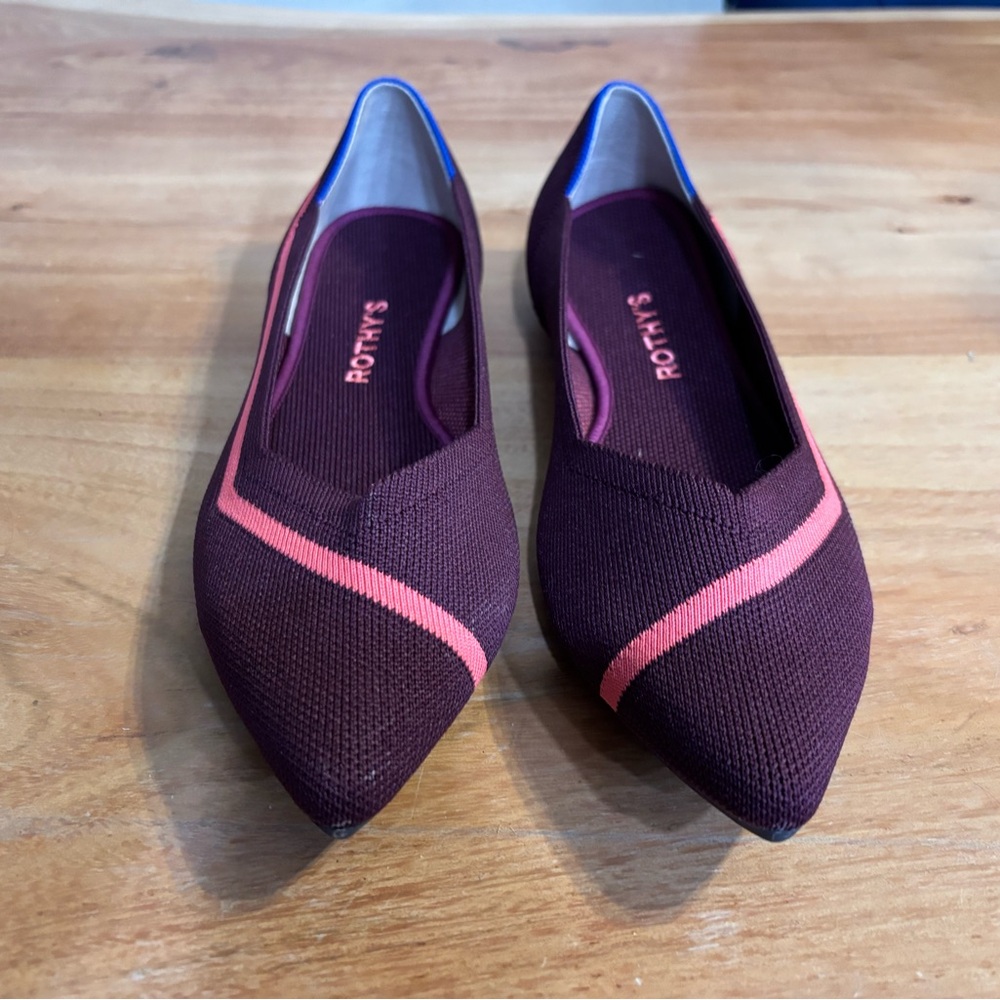 Rothy’s The Point Knit Slip-On Ballet Flats Red Pink Women’s Size 10